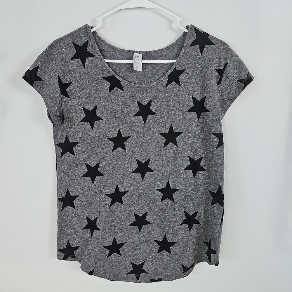 Alternative Women's Origin Short Sleeve T-Shirt Grey Black Jumbo Stars, Size: S